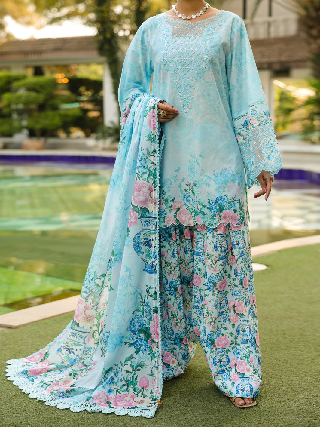 Blue Lawn 3Pc Unstitched - ALP-3PS-2436