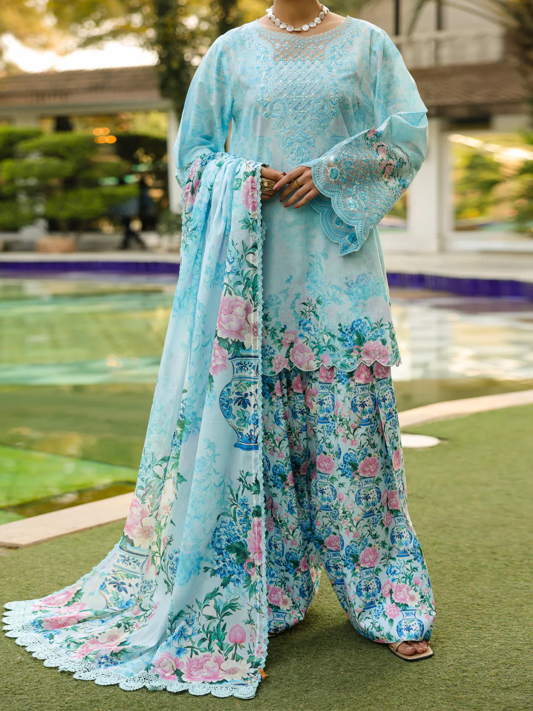 Blue Lawn 3Pc Unstitched - ALP-3PS-2436 - Image 3