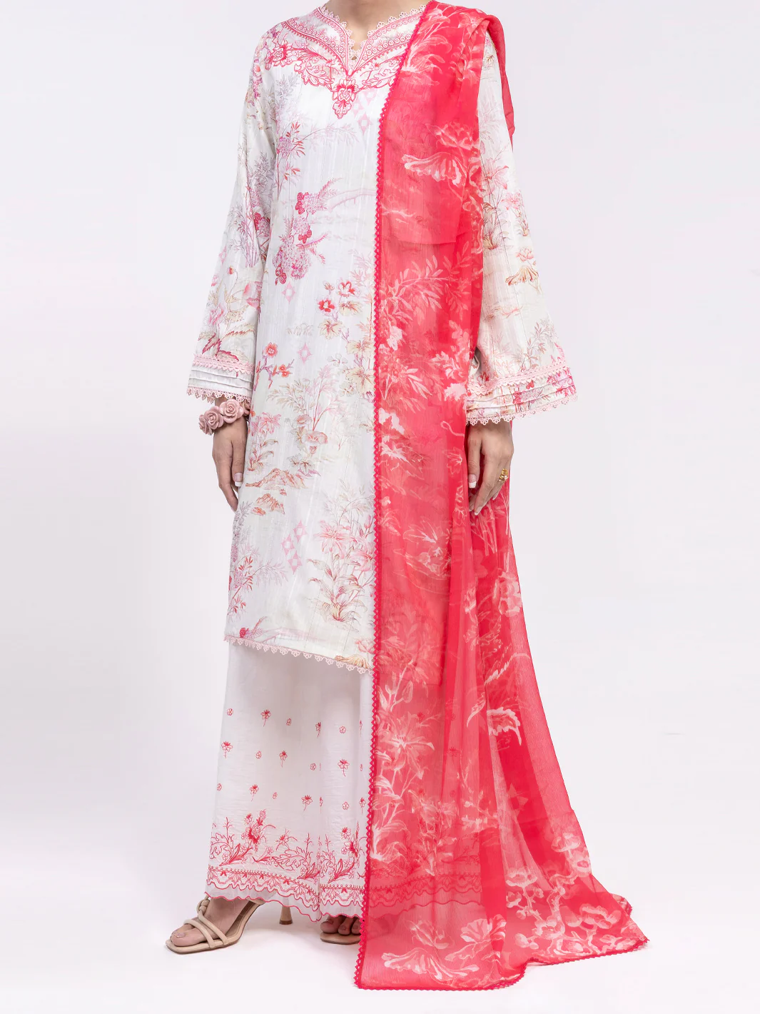 Off White Lawn 3Pc Unstitched - ALP-3PS-2437 - Image 4