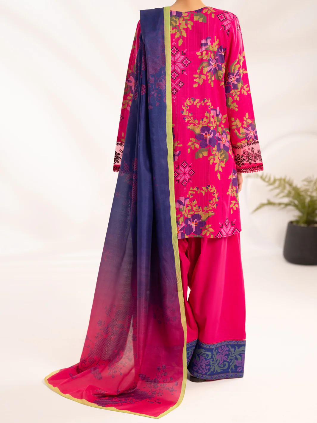 Pink Lino Kara Unstitched 3Pc - ALP-3PS-2457 - Image 2