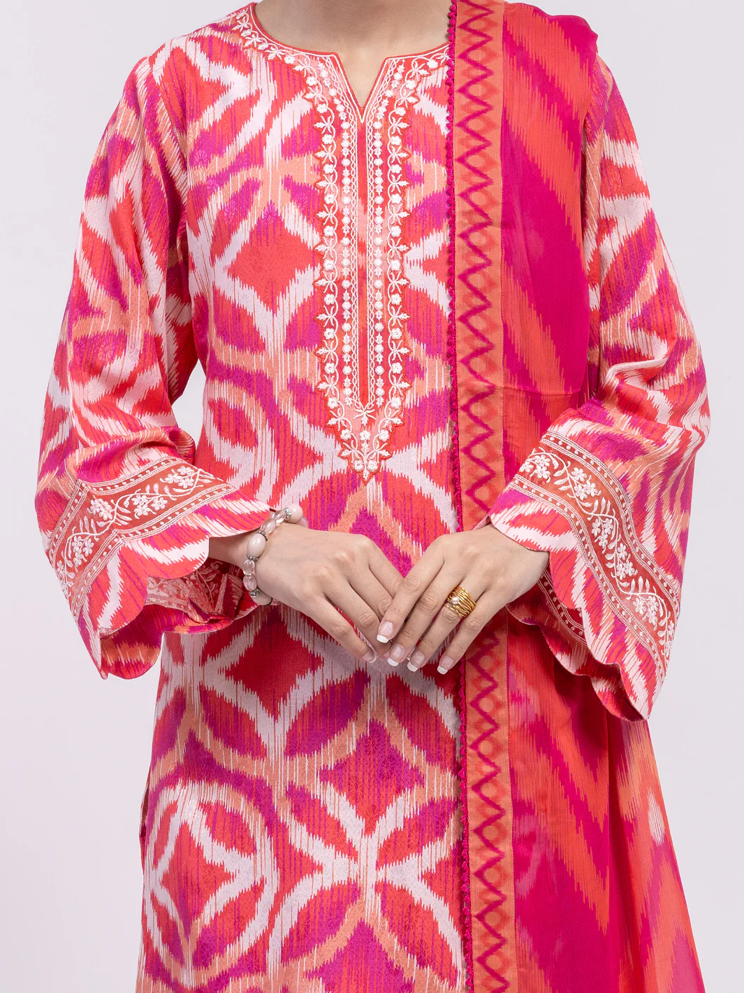 Pink Swiss Jacquard 3Pc Unstitched - ALP-3PS-2458 - Image 2