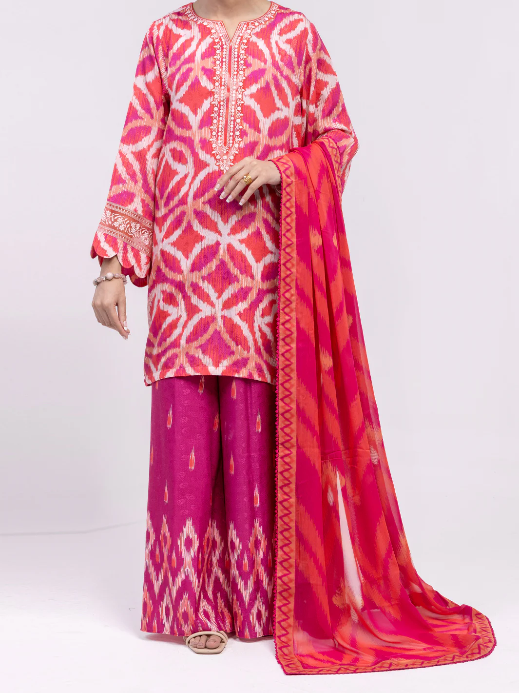 Pink Swiss Jacquard 3Pc Unstitched - ALP-3PS-2458 - Image 4