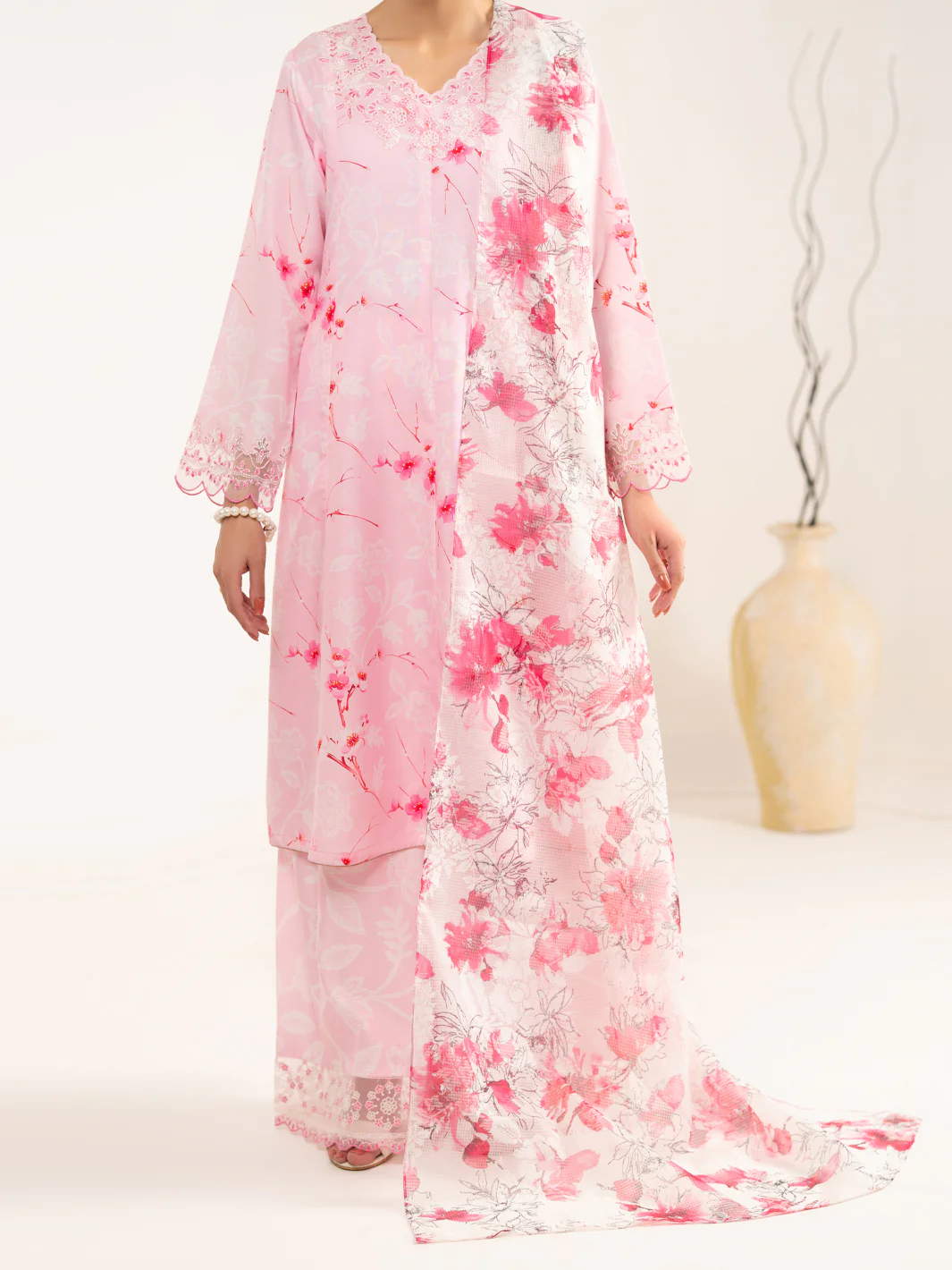 Pink Lawn 3Pc Unstitched - ALP-3PS-2462