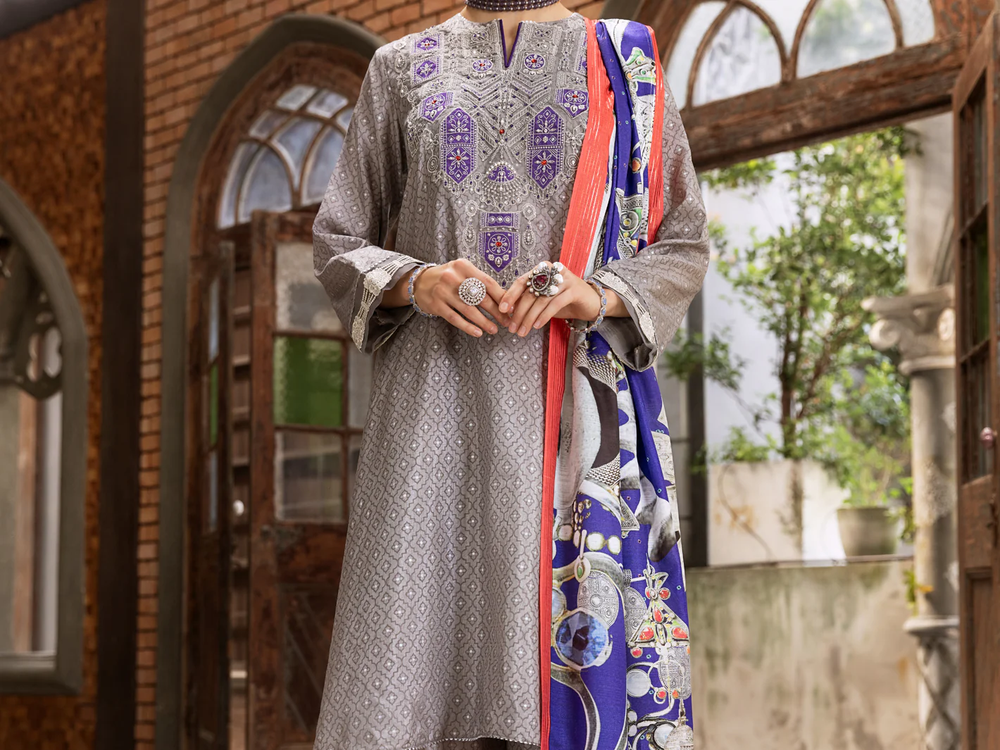 Grey Silk 3 Piece Stitched - ALP-3PS-426 - Image 5