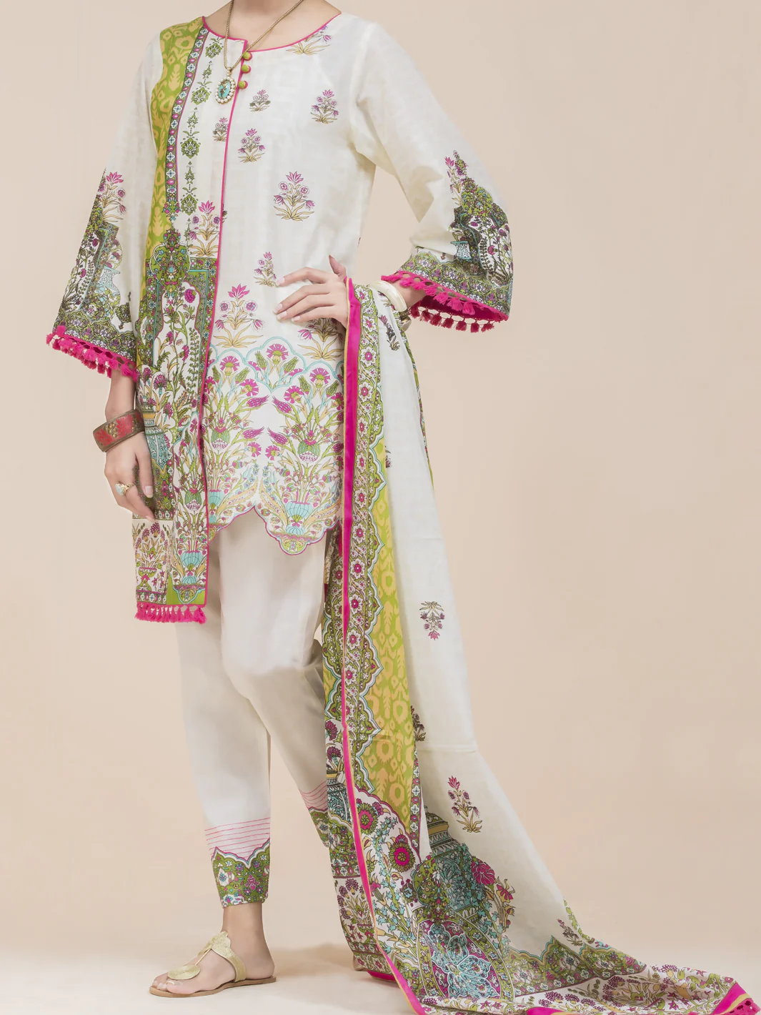 Off White Lawn 3 Piece Stitched - ALP-3PS-777