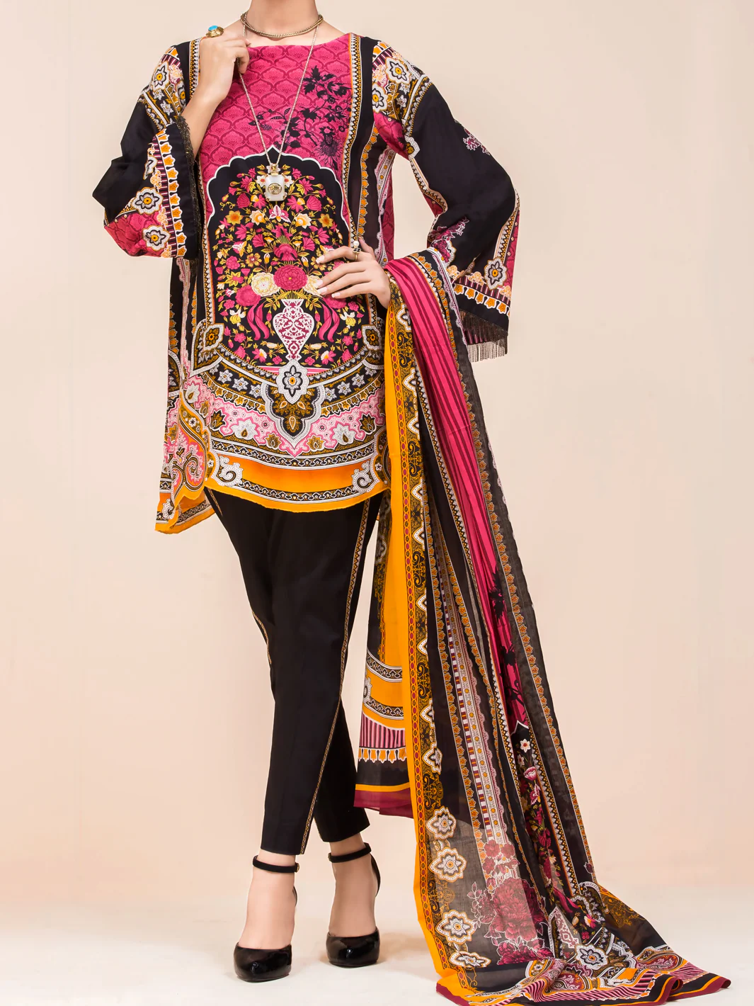 Black Lawn 3 Piece Unstitched - ALP-3PS-778