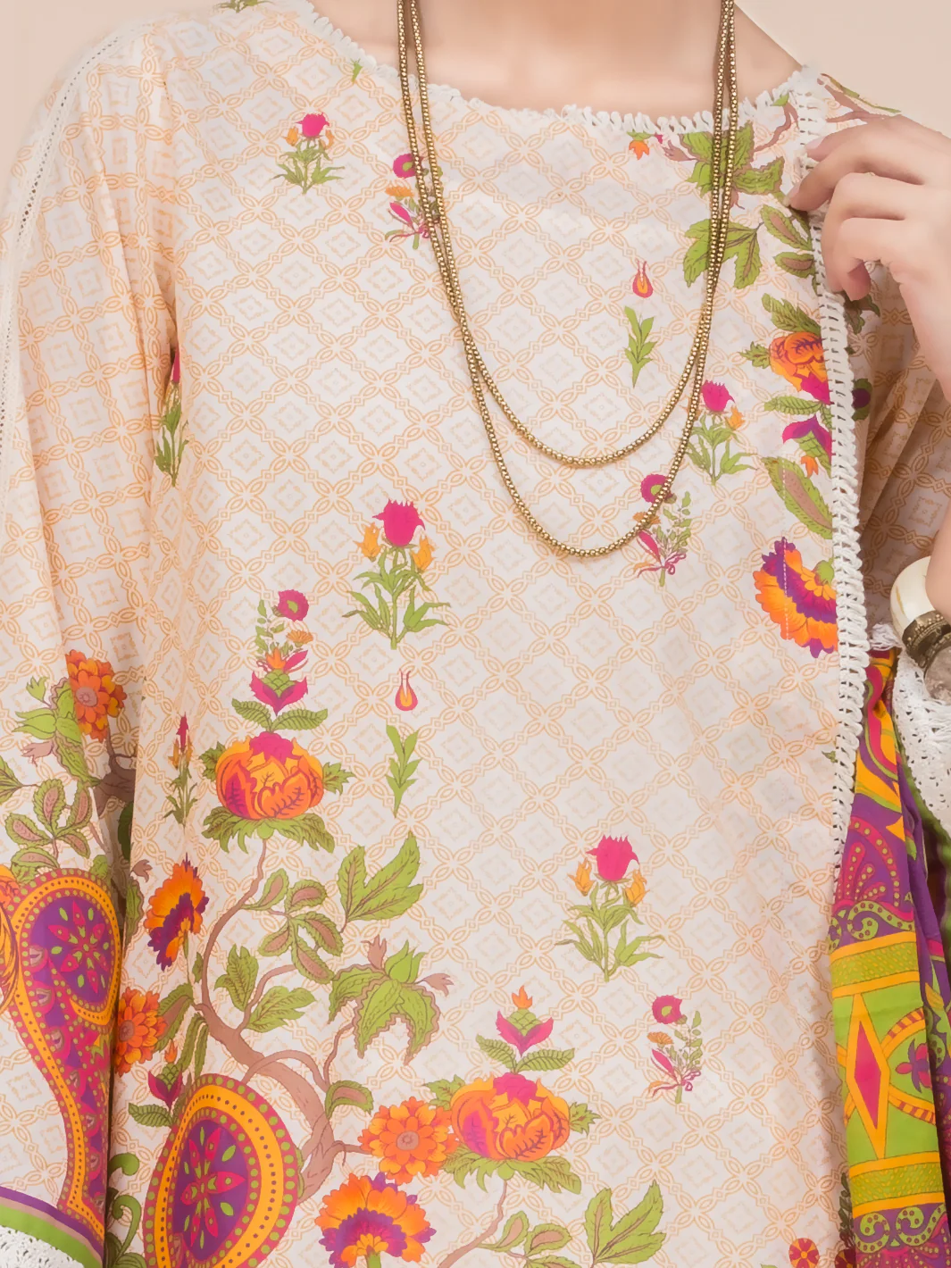 Cream Lawn 3 Piece Stitched - ALP-3PS-782 - Image 4