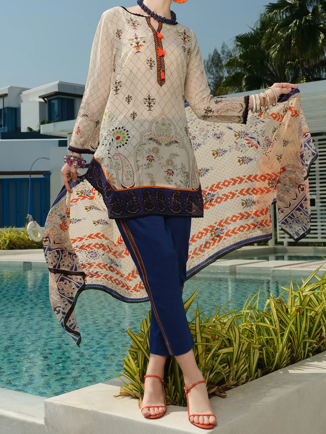 White Lawn 3Pc Stitched - ALP-3PS-785