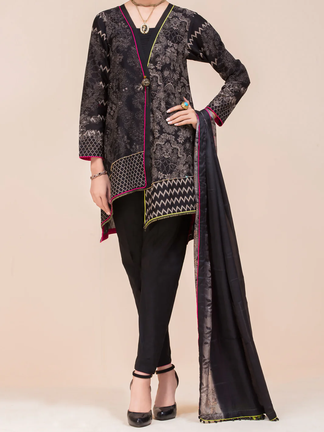 Black Lawn 3 Piece Unstitched - ALP-3PS-794