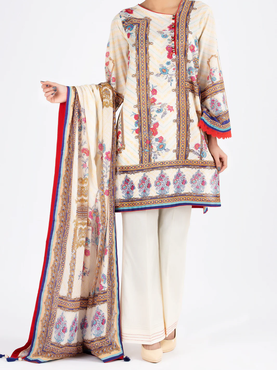 Ivory Lawn 3 Piece Stitched - ALP-3PS-801