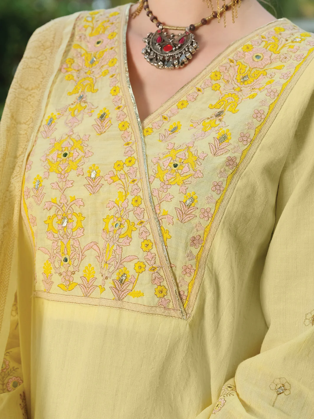 Lime Yellow Lawn 3 Piece Stitched - ALP-3PS-817 - Image 3