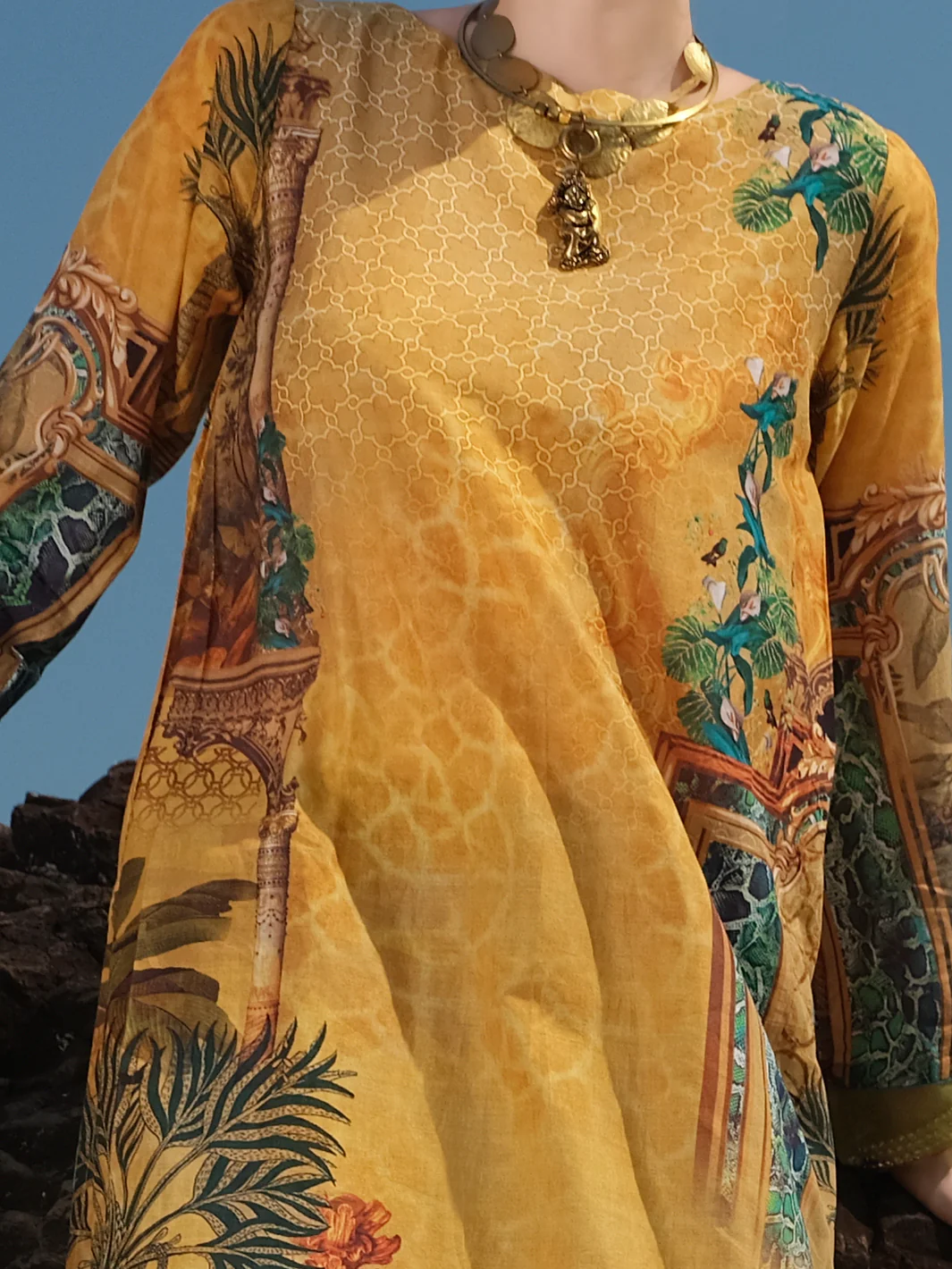 Mustard Lawn 3Pc Stitched - ALP-3PS-819 - Image 3