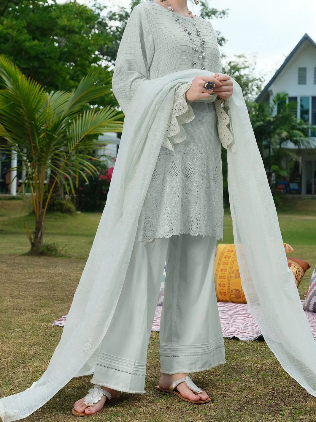 Sea Green Schiffli Lawn 3 Piece Stitched - ALP-3PS-827