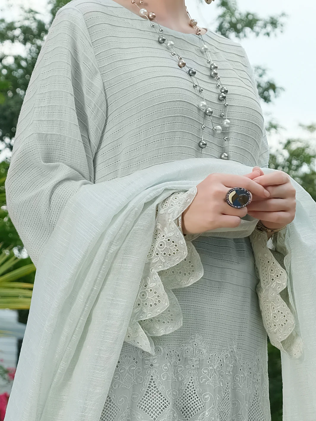 Sea Green Schiffli Lawn 3 Piece Stitched - ALP-3PS-827 - Image 3