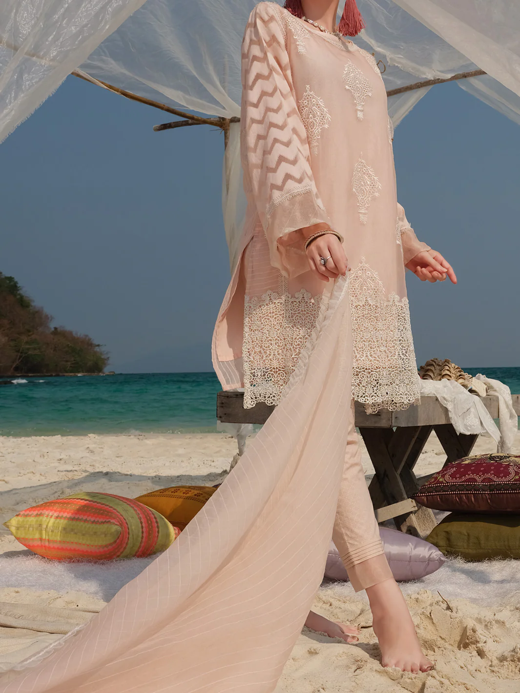 Pink Khaddi Net 3 Piece Stitched - ALP-3PS-833 - Image 3
