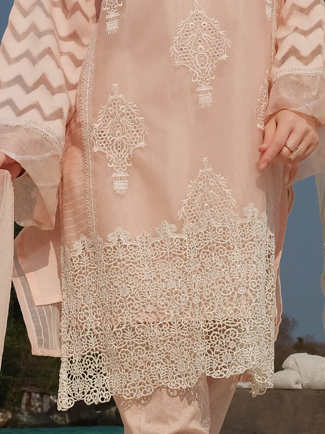 Pink Khaddi Net 3 Piece Stitched - ALP-3PS-833 - Image 4