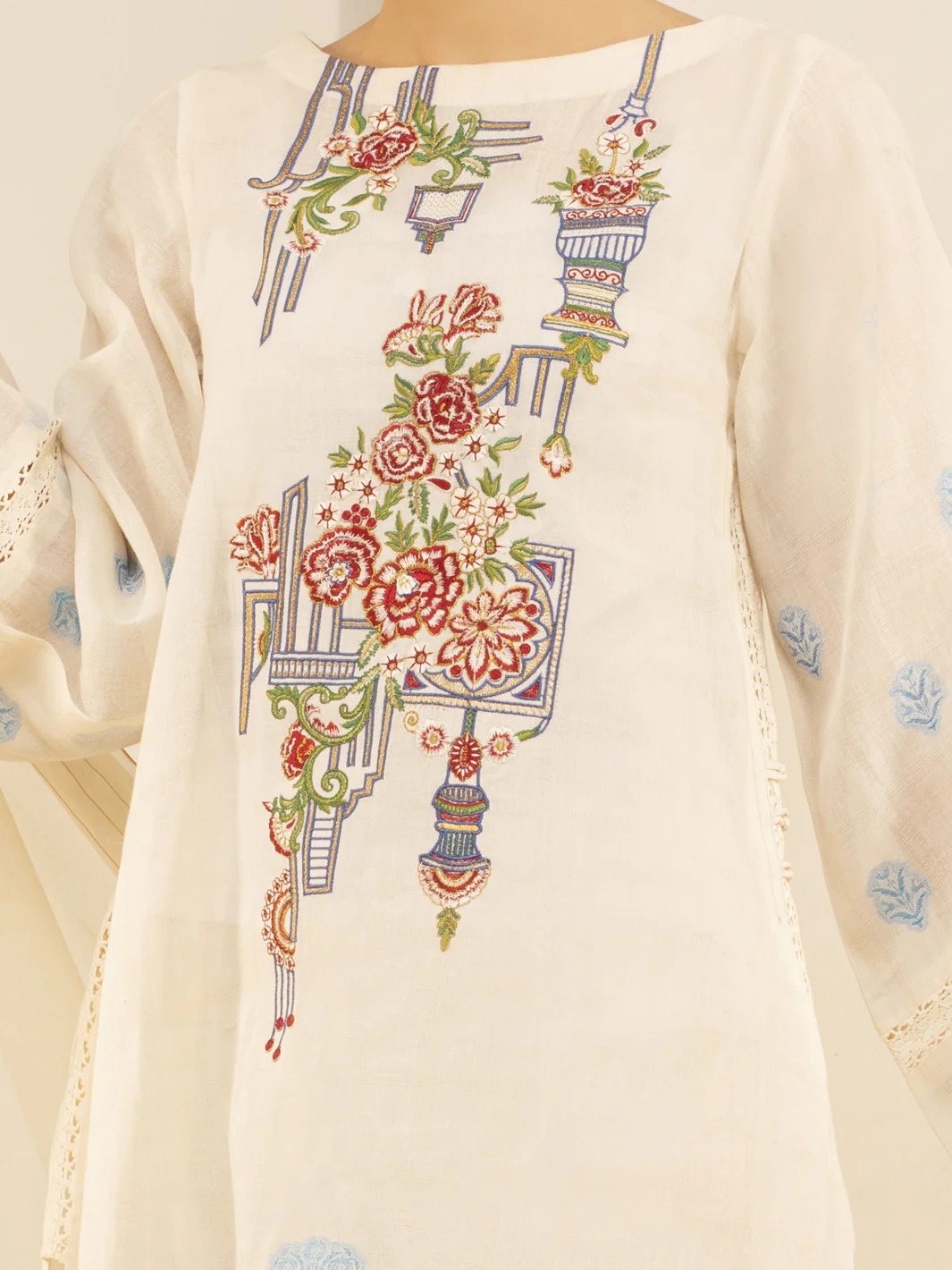 White Jacquard 3 Piece Stitched - ALP-3PS-844 - Image 2