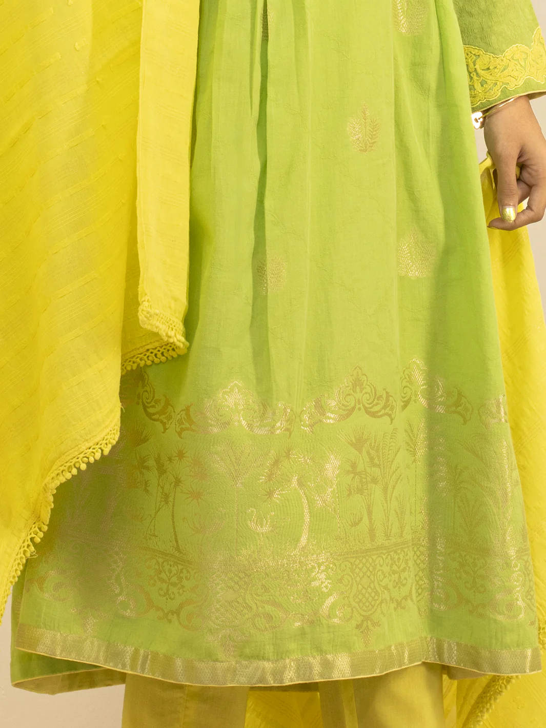 Green Jacquard 3 Piece Stitched - ALP-3PS-846 - Image 3
