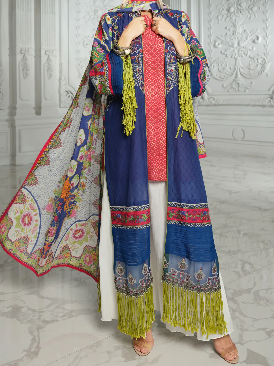 Blue 3 Piece Unstitched - ALP-3PS-853