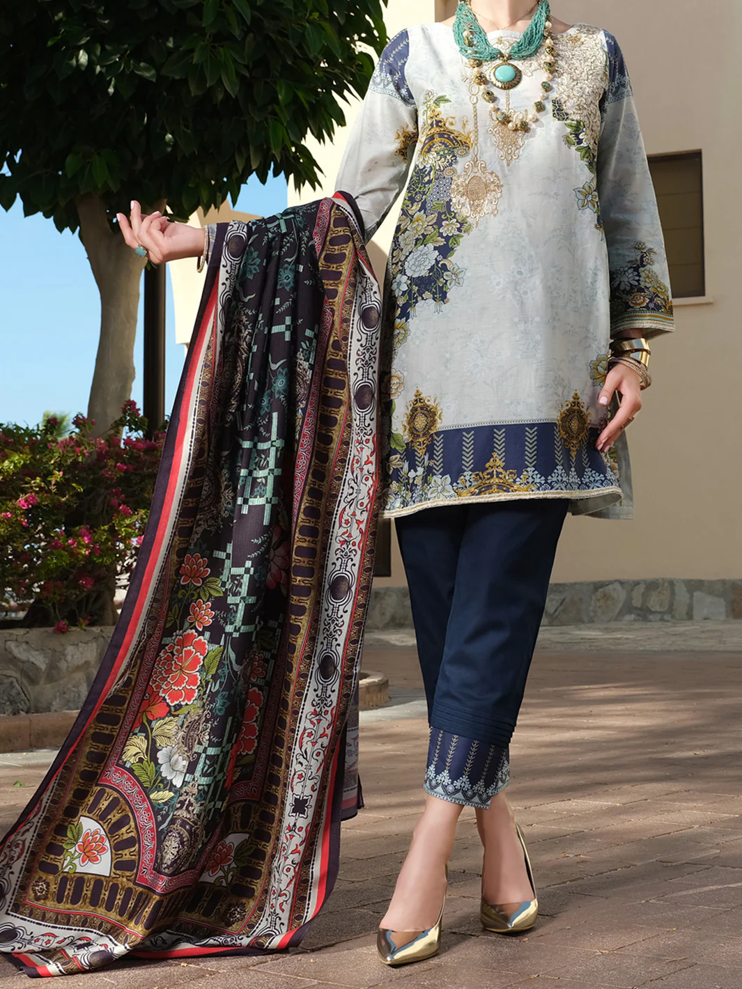 Blue Lawn 3 Piece Unstitched - ALP-3PS-883