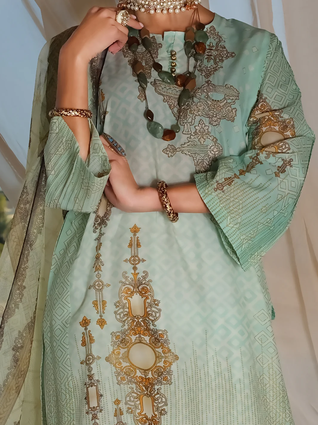 Aqua Lawn 3 Piece Stitched - ALP-3PS-887 - Image 4