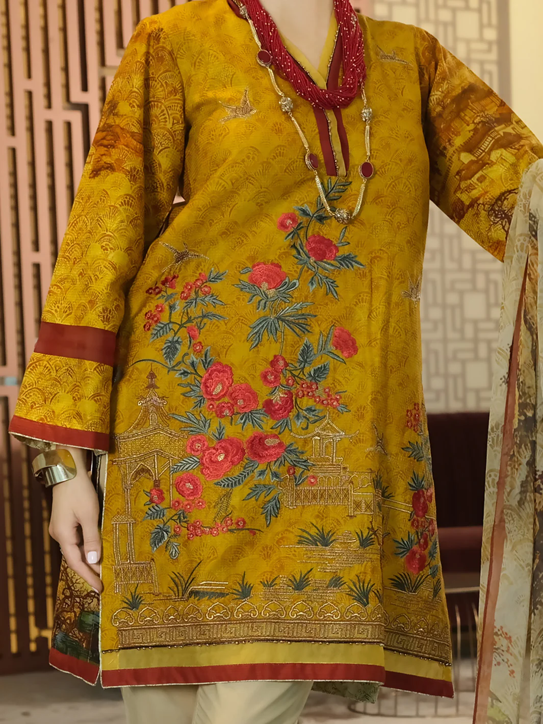 Mustard Lawn 3 Piece Stitched - ALP-3PS-897 - Image 2