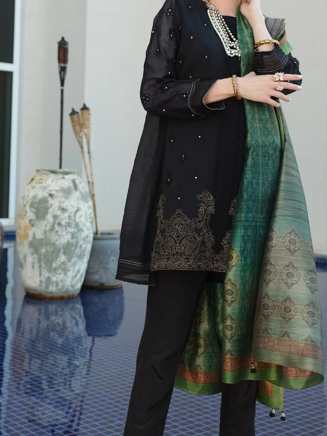Black Khaddi 3 Piece Unstitched - ALP-3PS-901