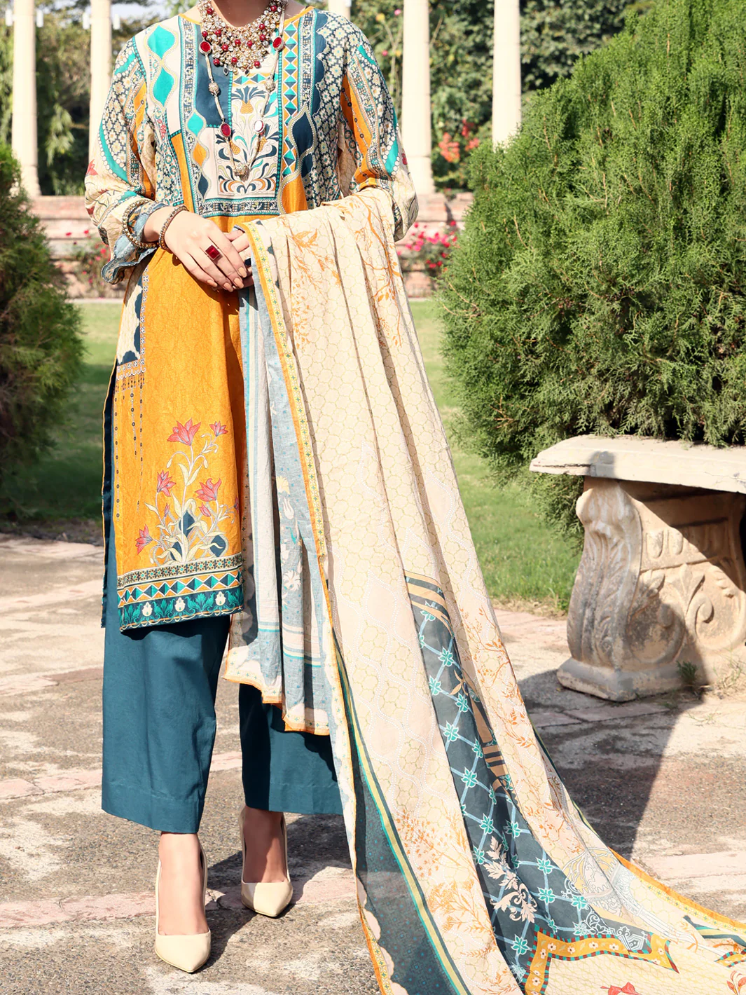 Mustard Lawn 3 Piece Stitched - ALP-3PS-923/S