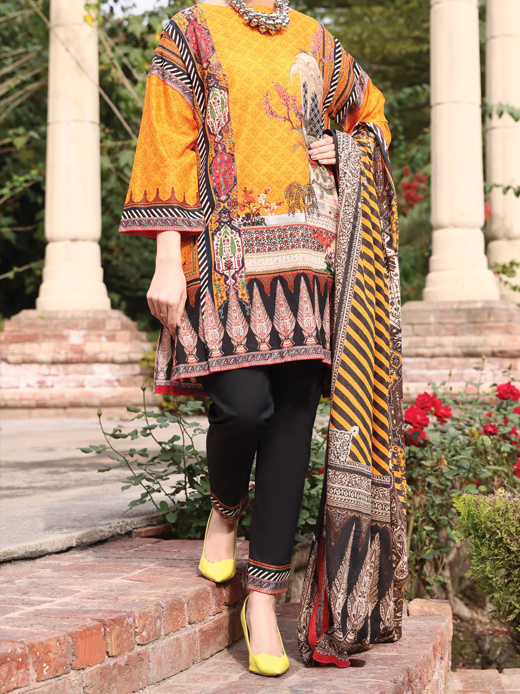 Orange Lawn 3 Piece Stitched - ALP-3PS-929