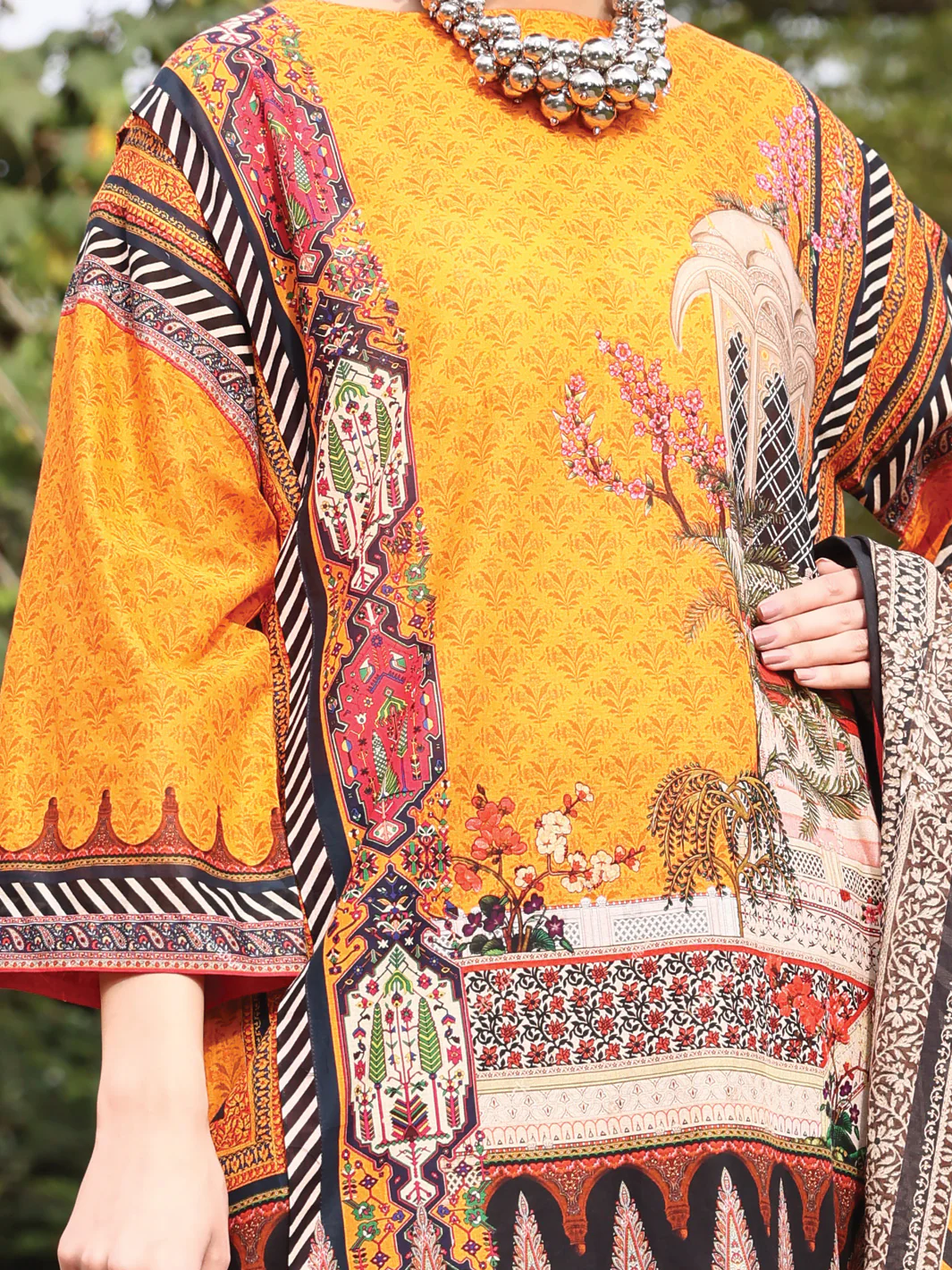 Orange Lawn 3 Piece Stitched - ALP-3PS-929 - Image 2