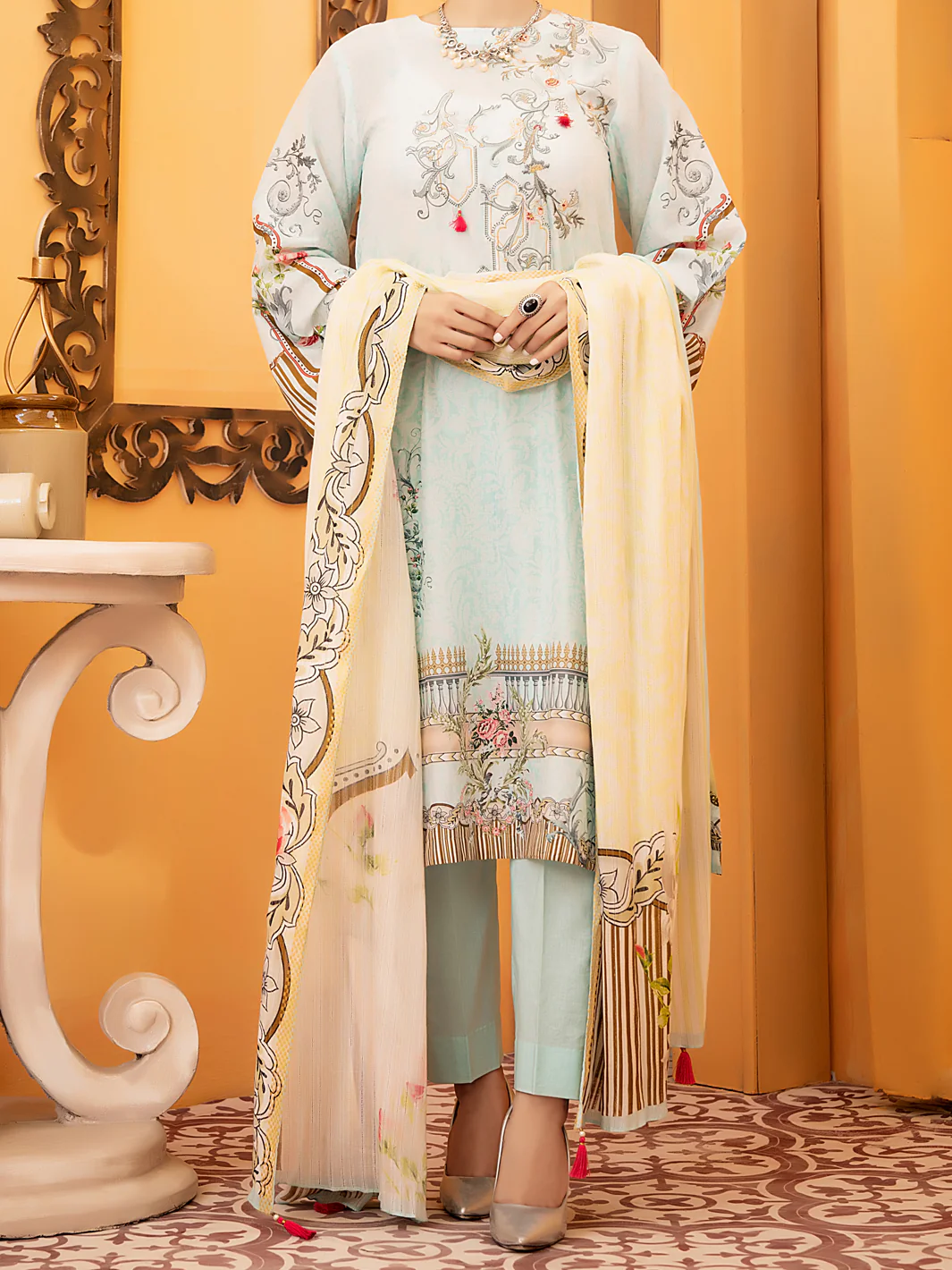 Aqua Lawn 3 Piece Stitched - ALP-930