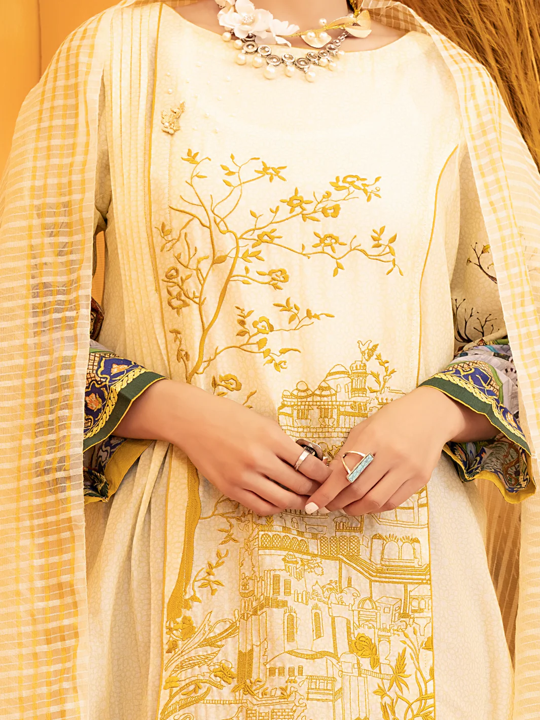 Yellow Lawn  3 Piece Stitched - ALP-933 - Image 2