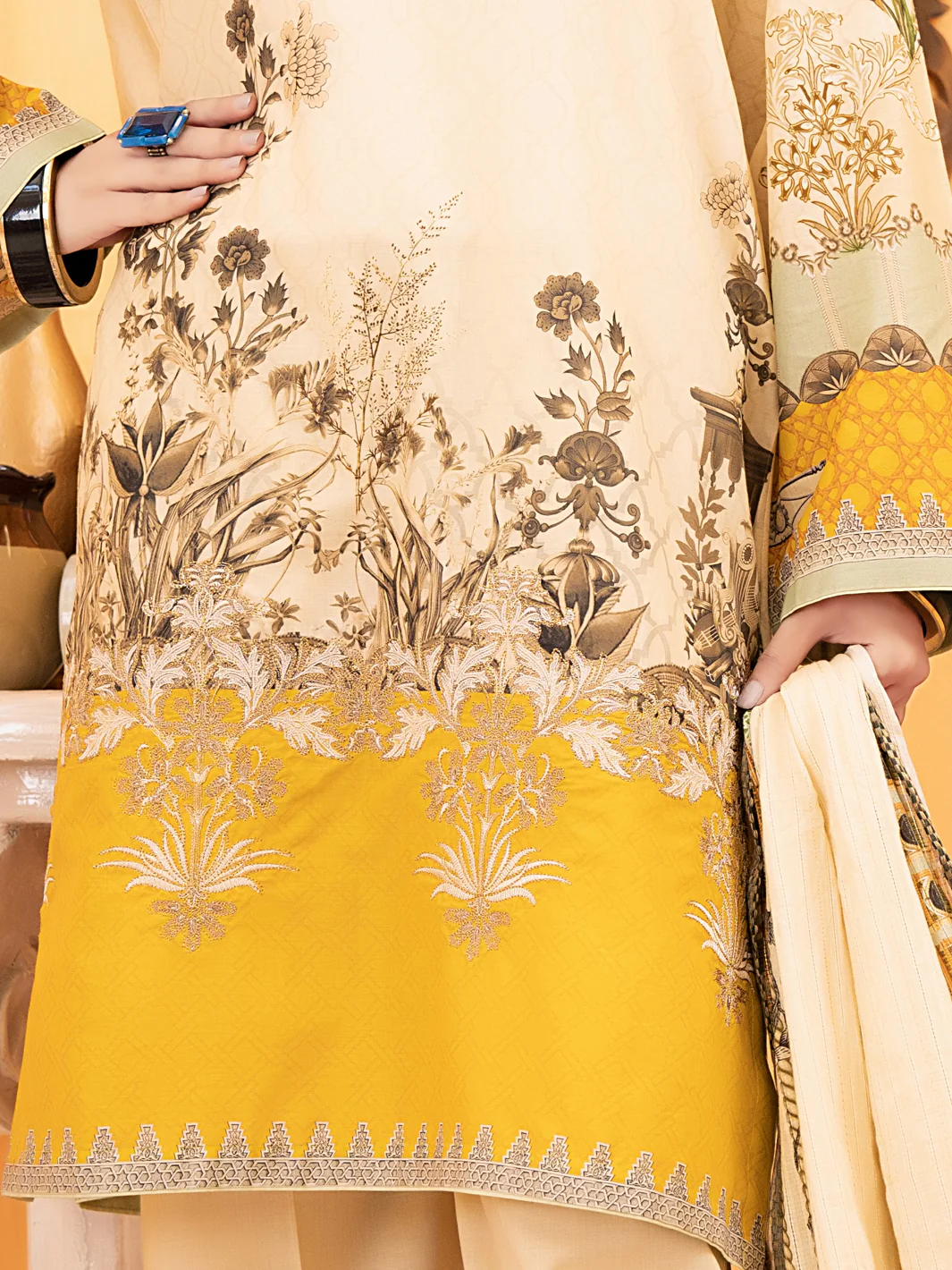 Beige Lawn 3 Piece Stitched - ALP-937 - Image 2