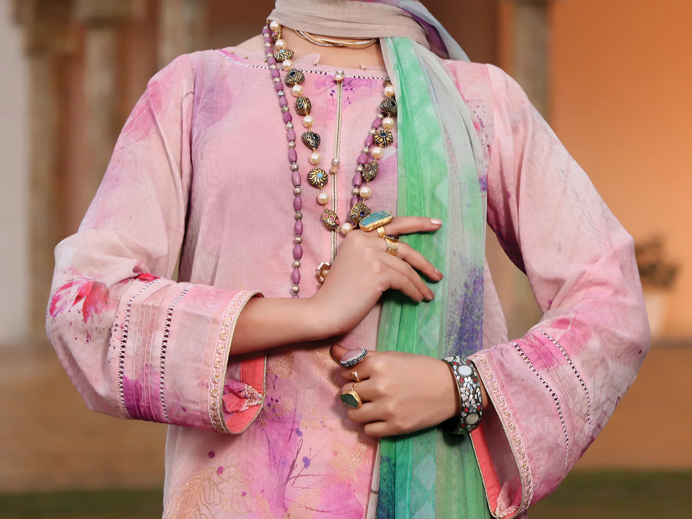 Pink Jacquard 3 Piece Stitched - ALP-3PS-943 - Image 4