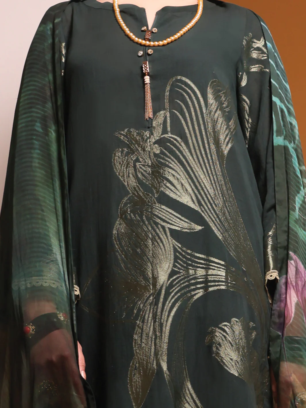 Dark Green Jacquard 3 Piece Stitched - ALP-3PS-945 - Image 2