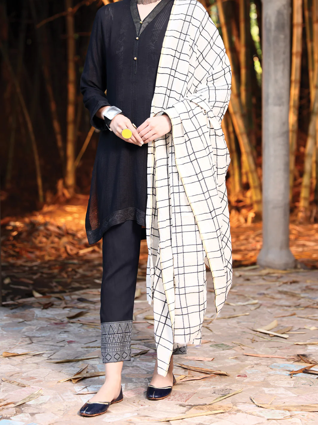 Black Jacquard 3 Piece Stitched - ALP-3PS-947