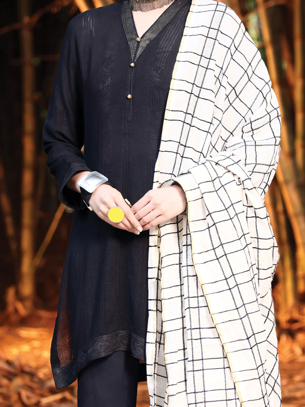 Black Jacquard 3 Piece Stitched - ALP-3PS-947 - Image 2