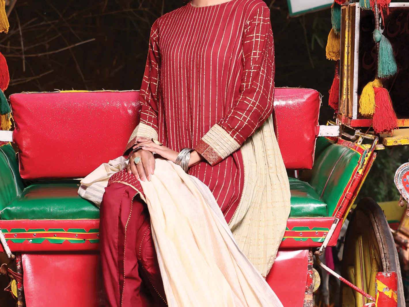 Maroon Jacquard 3 Piece Stitched - ALP-3PS-950 - Image 2