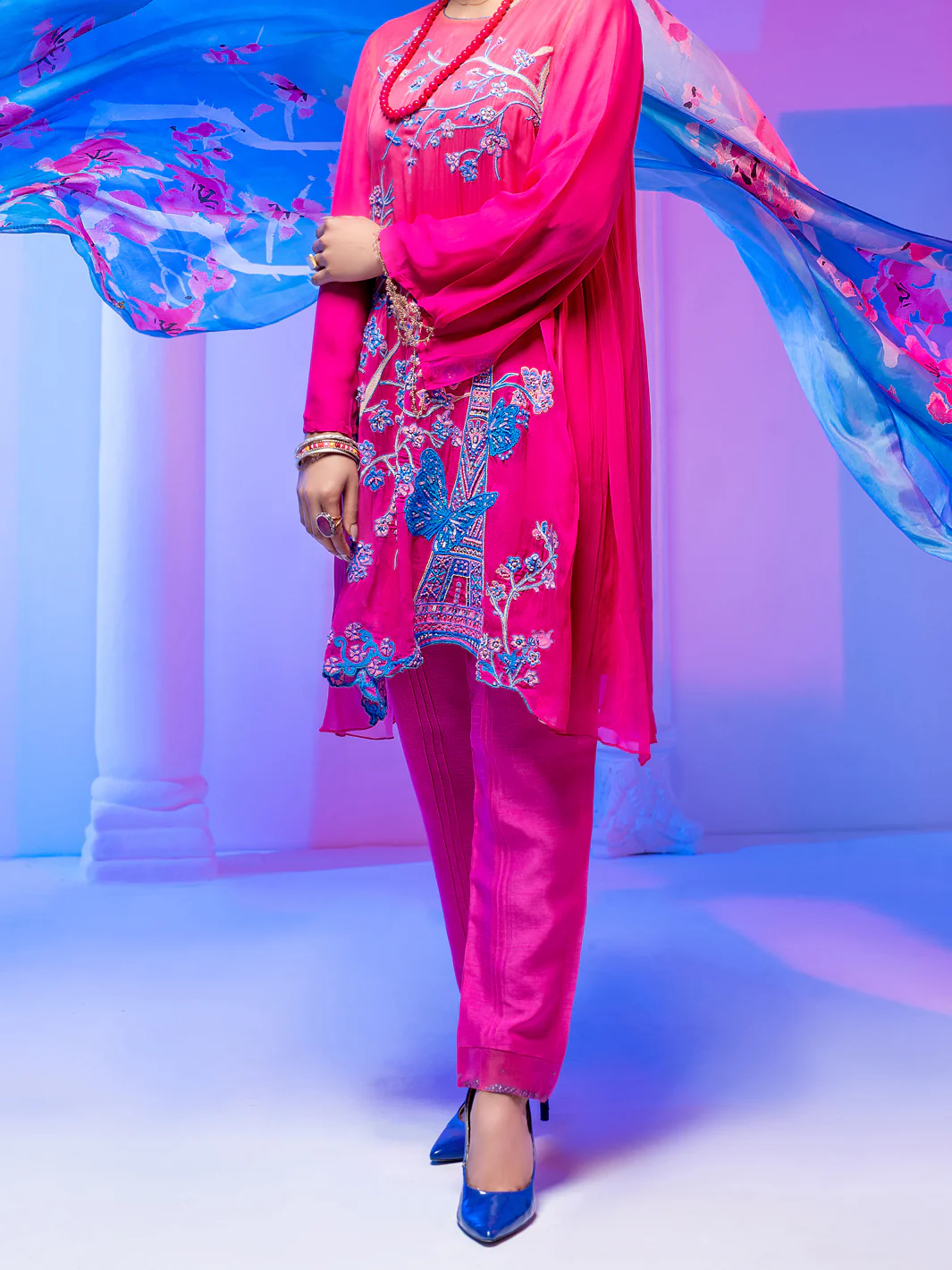 Pink Georgette 3 Piece Stitched - ALP-3PS-953/S