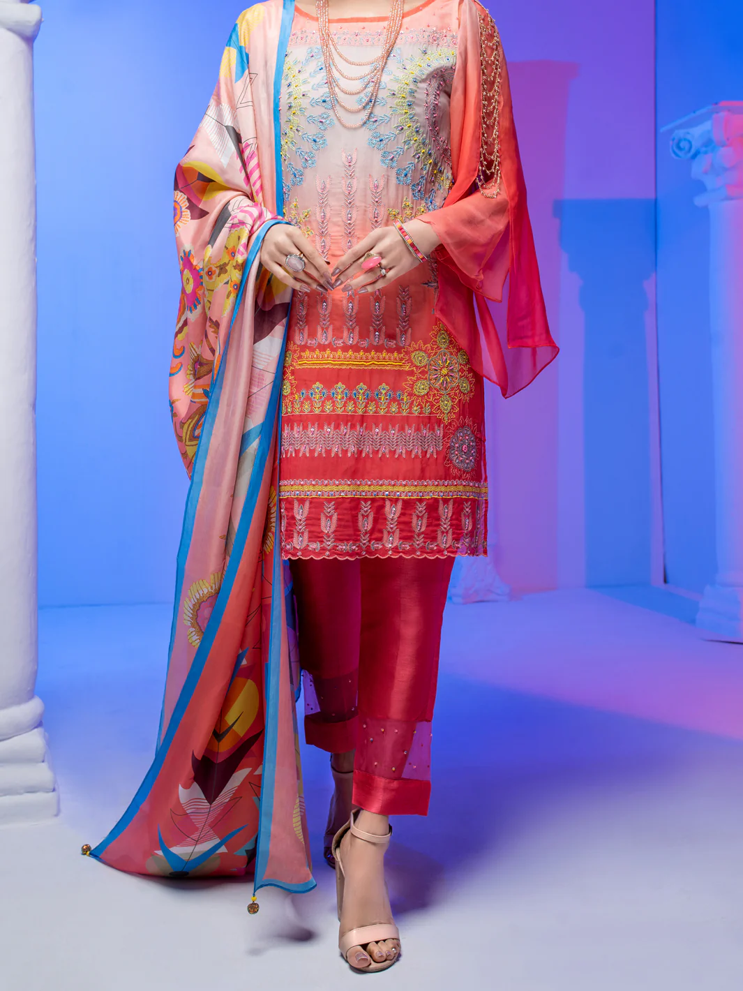 Pink Georgette 3 Piece Stitched - ALP-3PS-956/S