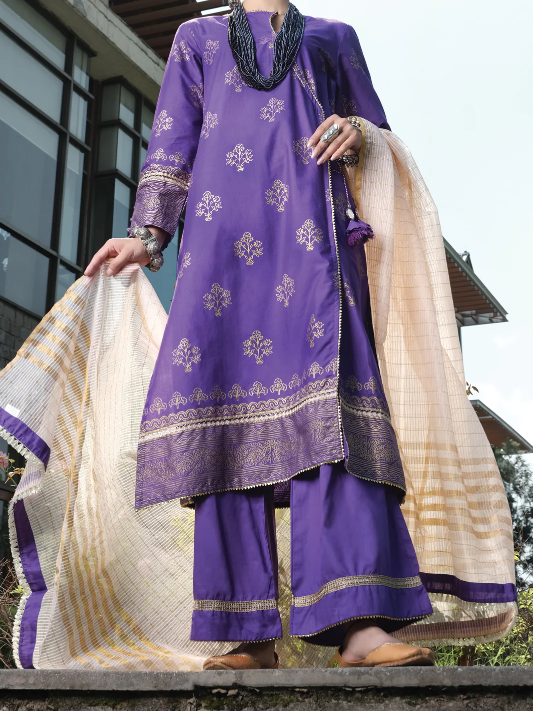 Purple Cambric 3 Piece Stitched - ALP-3PS-969/S