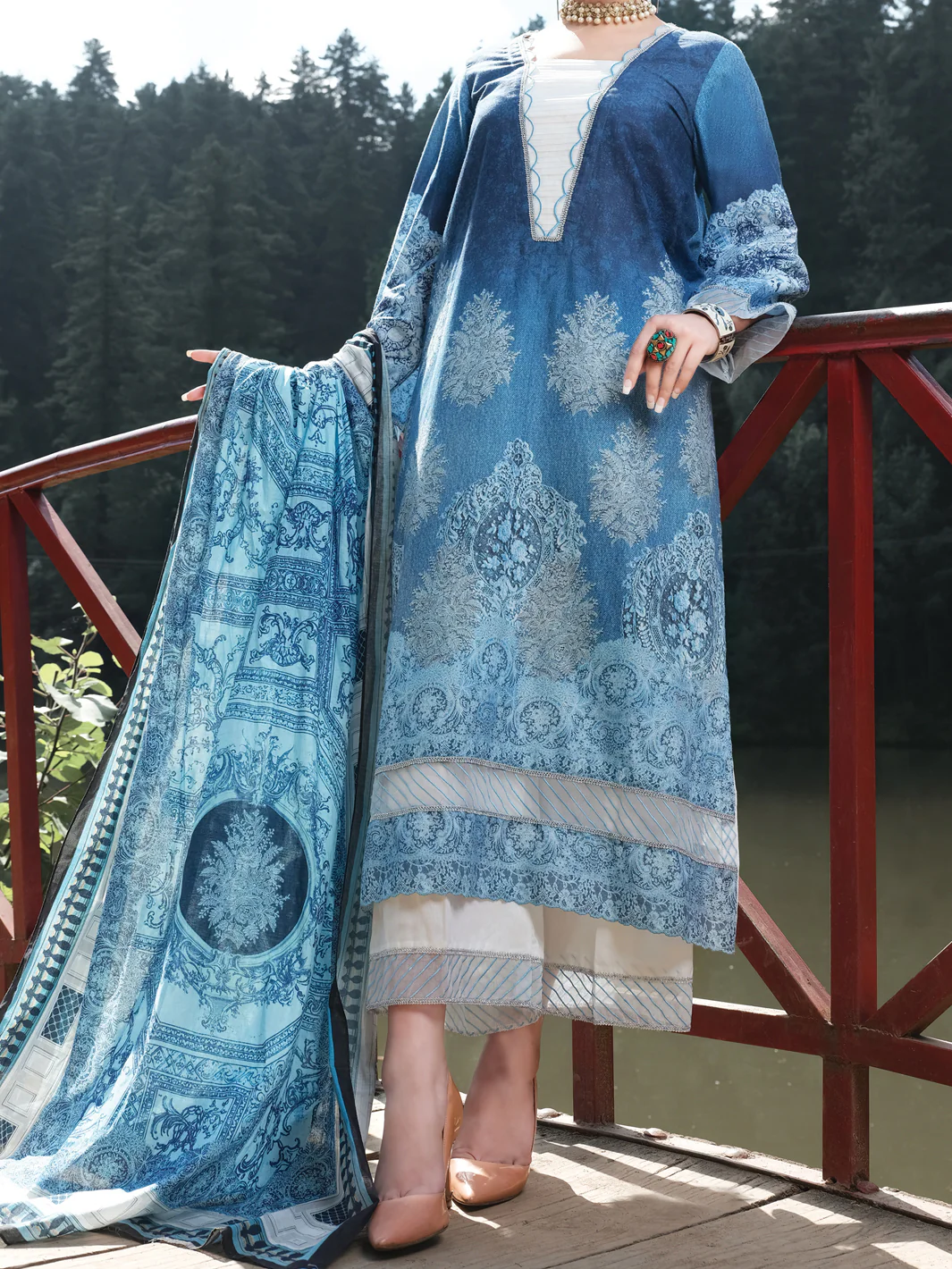 Blue Cambric 3 Piece Unstitched - ALP-3PS-971