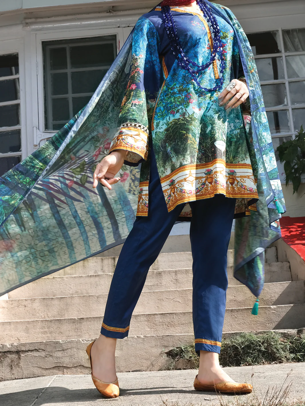 Blue Cambric 3 Piece Stitched - ALP-3PS-974/S