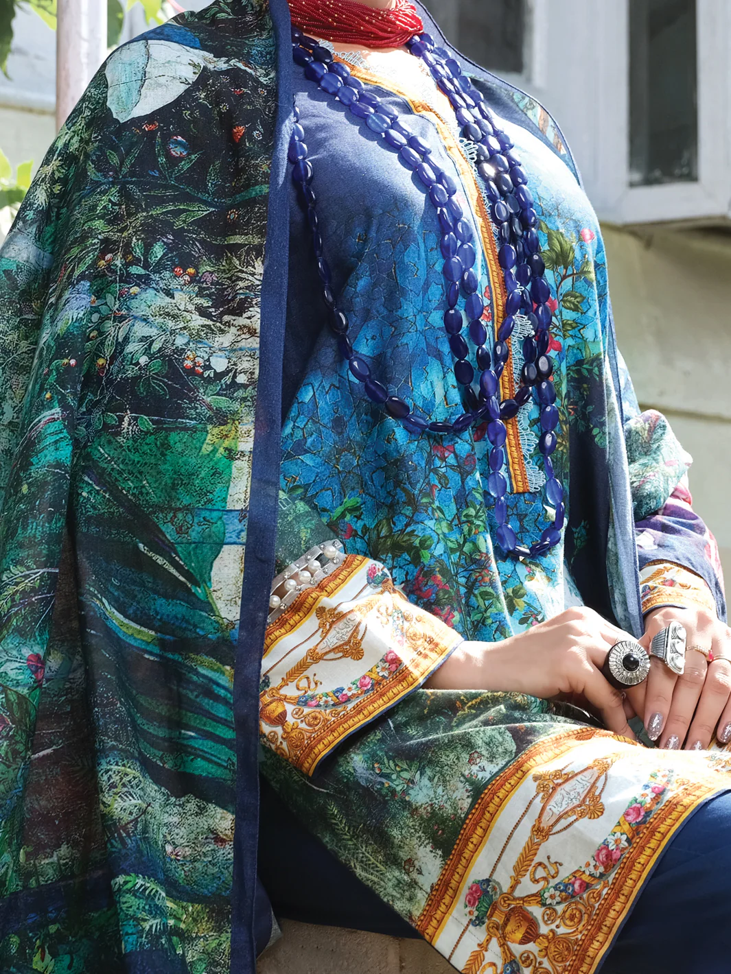 Blue Cambric 3 Piece Stitched - ALP-3PS-974/S - Image 3