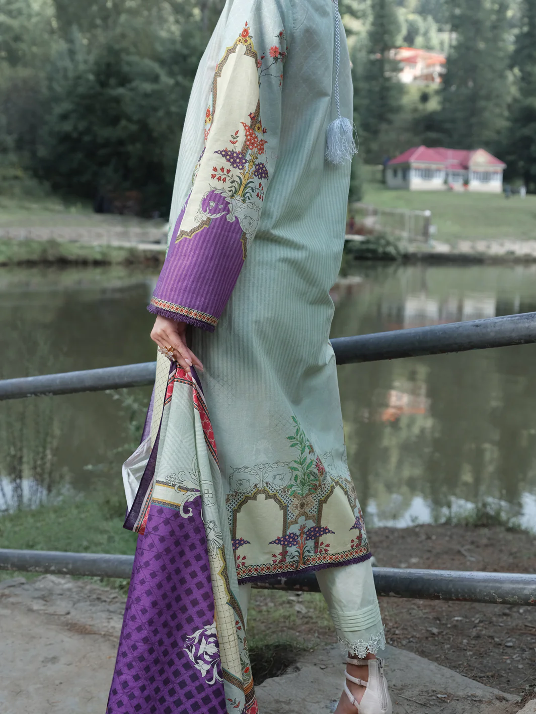 Sea Green Cambric 3 Piece Stitched - ALP-3PS-975/S - Image 3