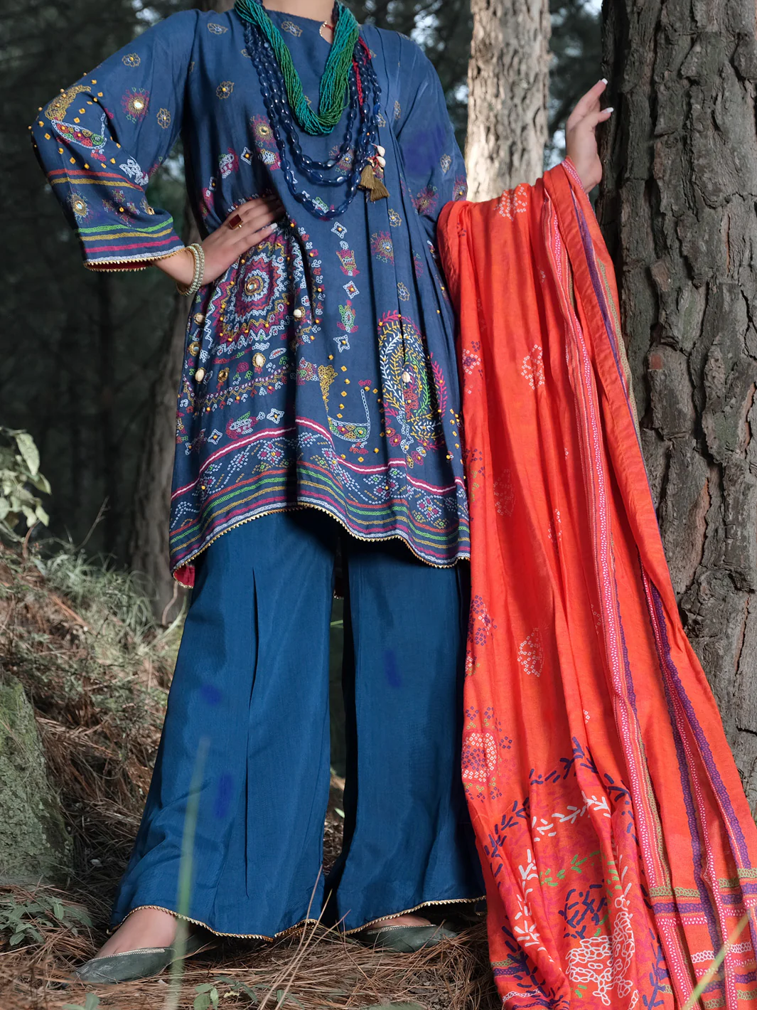 Blue Raw Silk 3 Piece Stitched - ALP-3PS-991