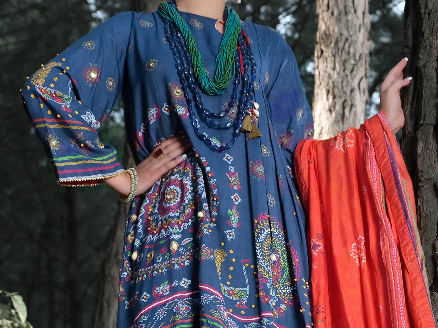 Blue Raw Silk 3 Piece Stitched - ALP-3PS-991 - Image 3