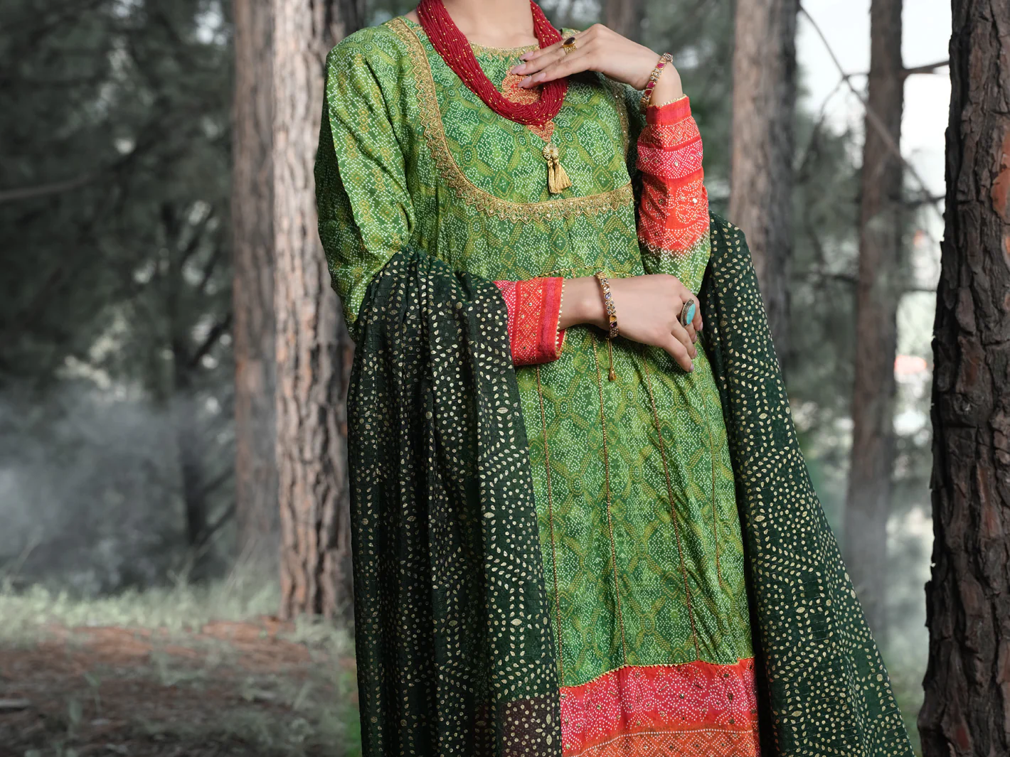 Green Silk 3 Piece Stitched - ALP-3PS-992 - Image 3