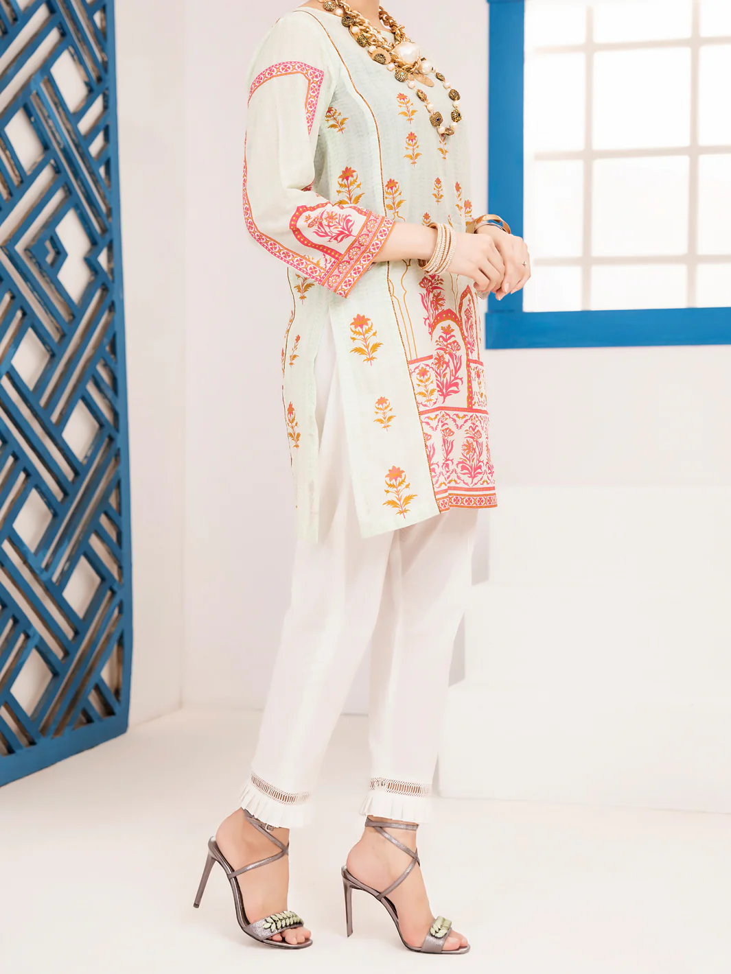 Sky Blue Lawn Tunic - ALP-LK-1011 - Image 4