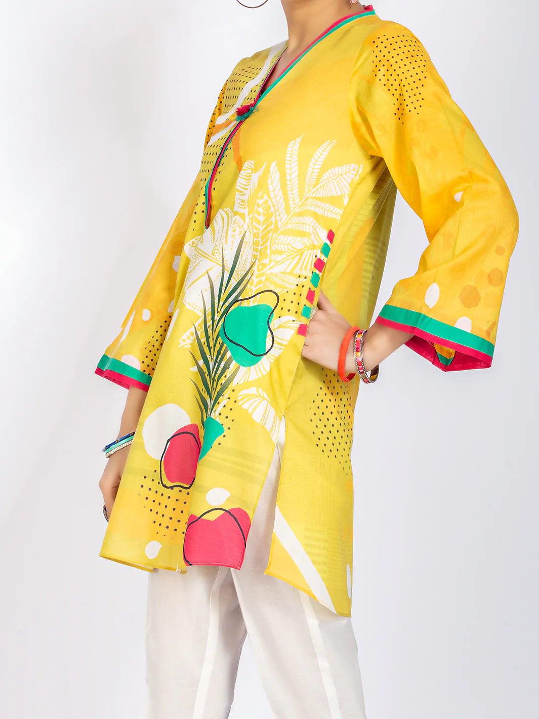 Yellow Lawn Tunic - ALP-LK-1109 - Image 3